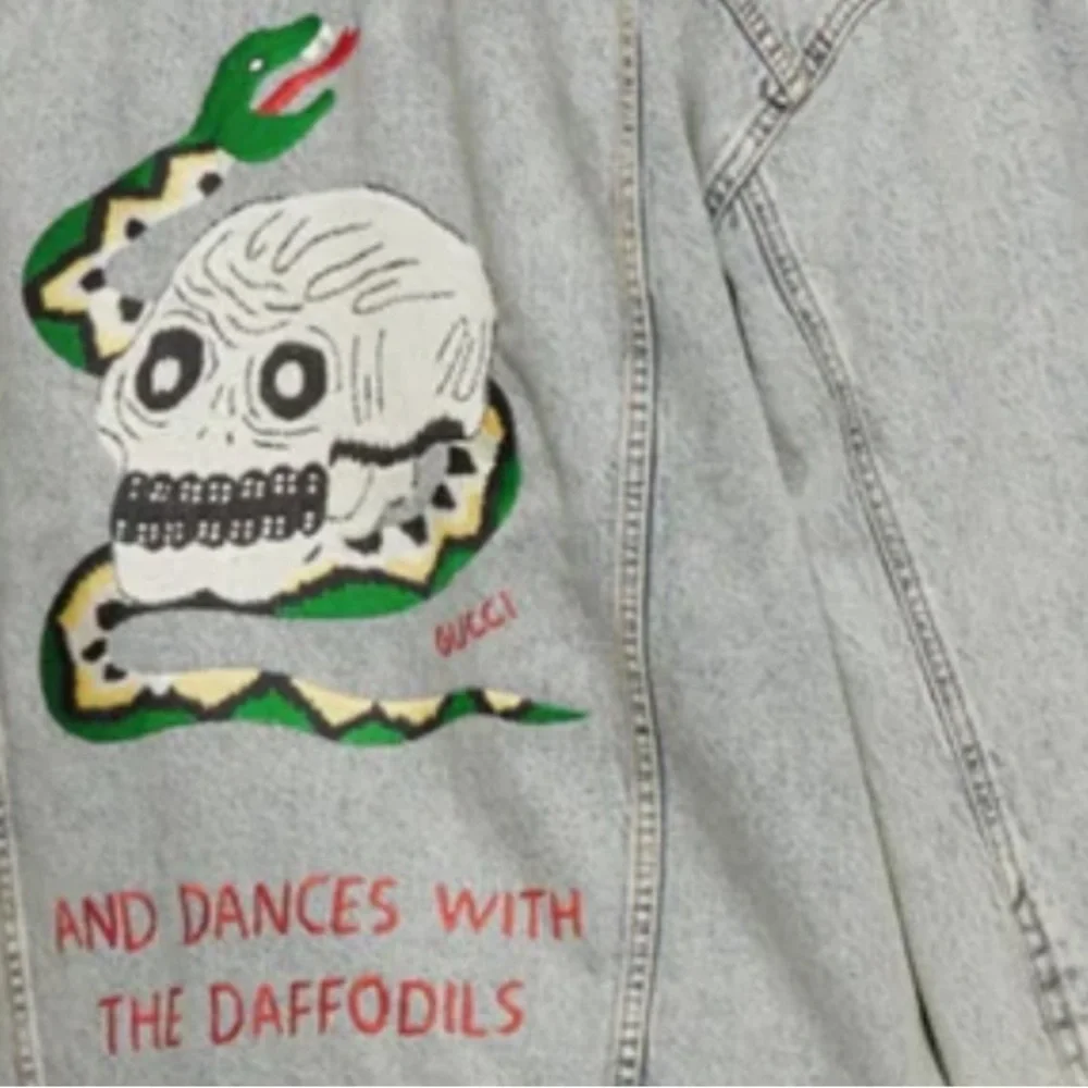 Gucci Blue Denim Oversized Embroidered Jacket UNISEX